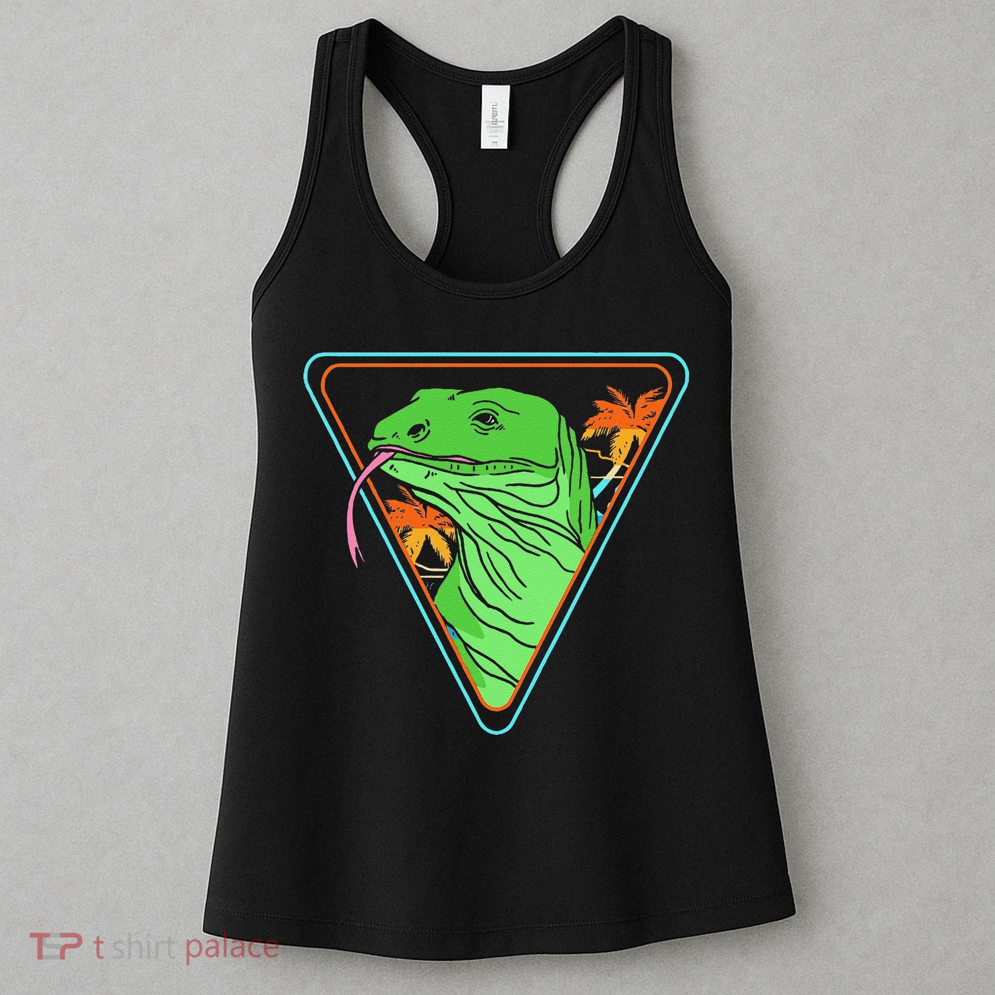 Retro Geometric Komodo Monitor Lizard Lover Komodo Dragon Women's Tank Top