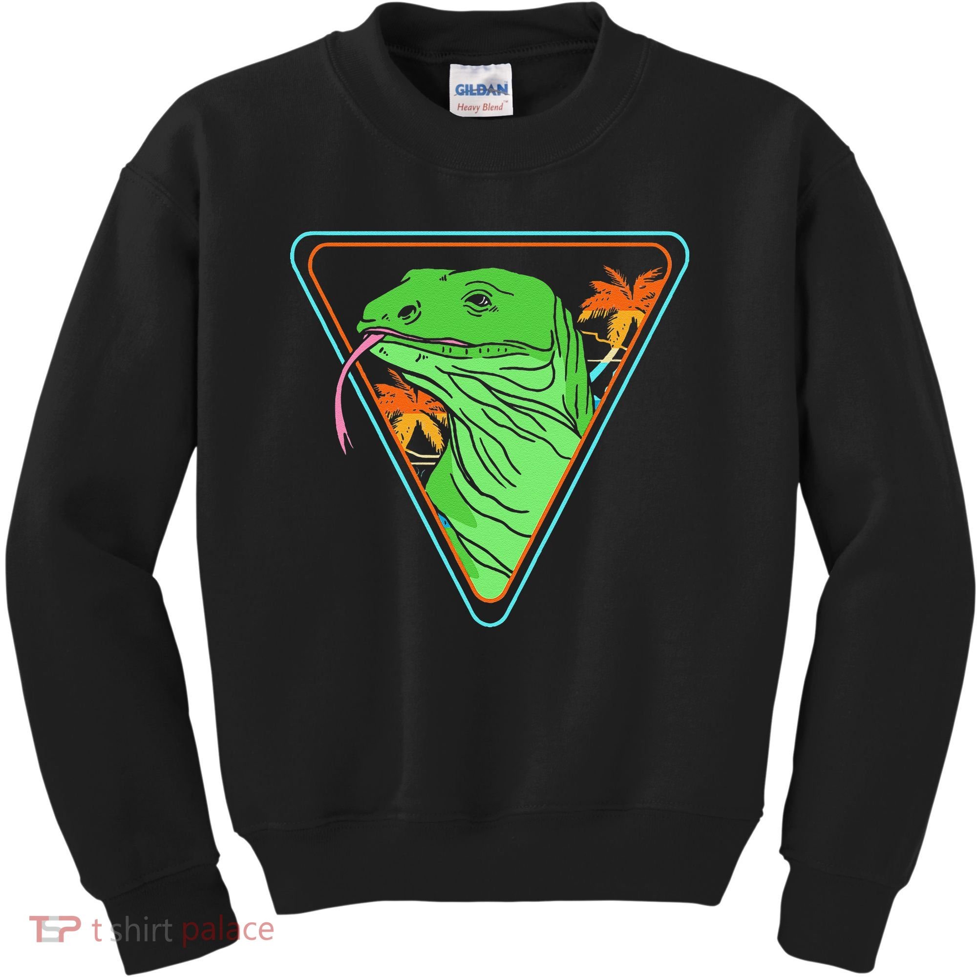 Retro Geometric Komodo Monitor Lizard Lover Komodo Dragon Kids Sweatshirt