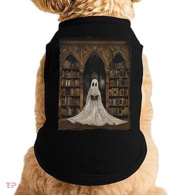 Reading Ghost Library Halloween Librarian Book Lovers Doggie Tank