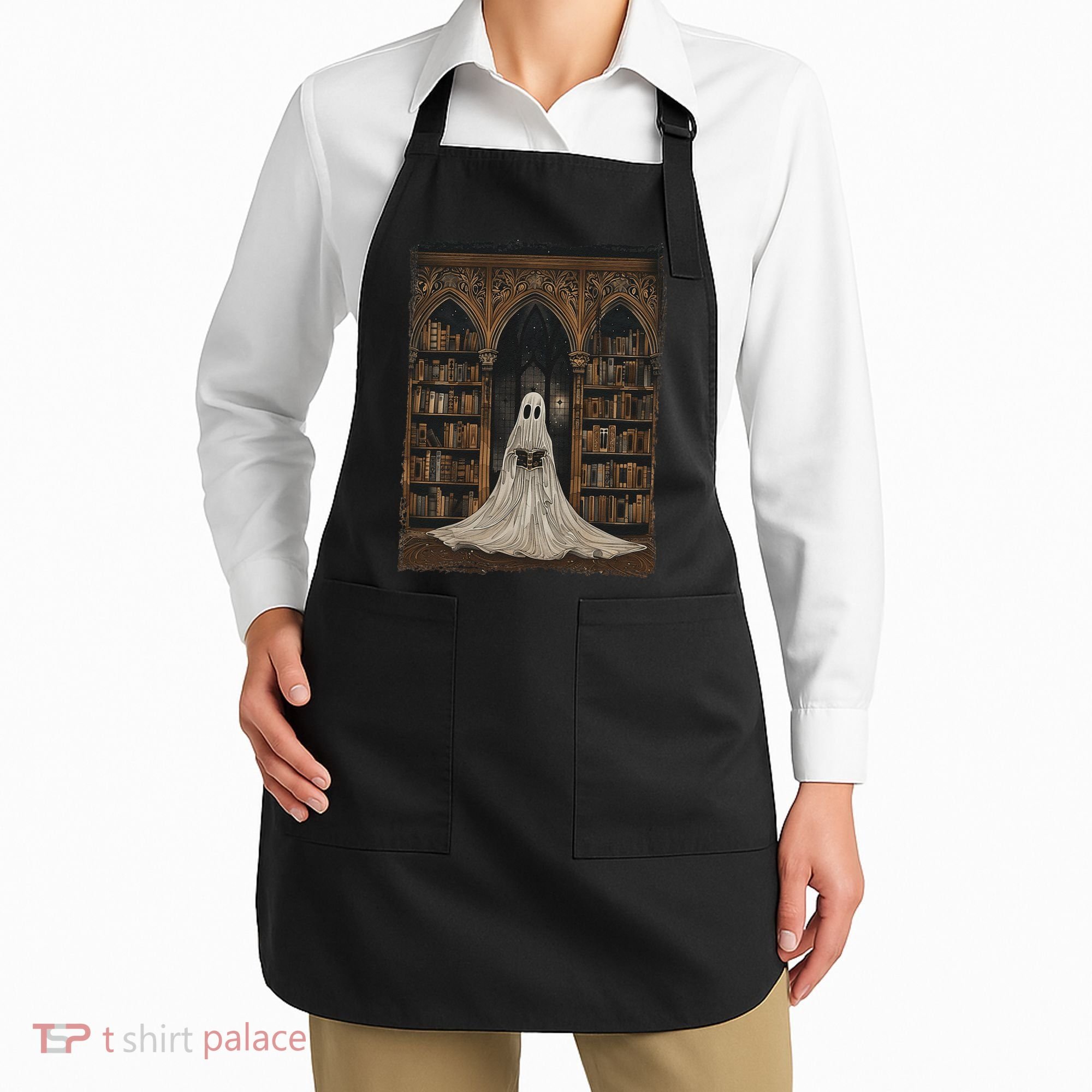 Reading Ghost Library Halloween Librarian Book Lovers Apron