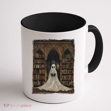 Reading Ghost Library Halloween Librarian Book Lovers Coffee Mug back
