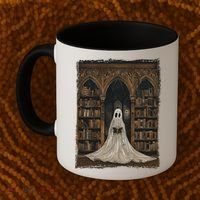 Reading Ghost Library Halloween Librarian Book Lovers Coffee Mug thumb 2