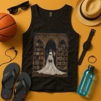 Reading Ghost Library Halloween Librarian Book Lovers Tank Top thumb 4