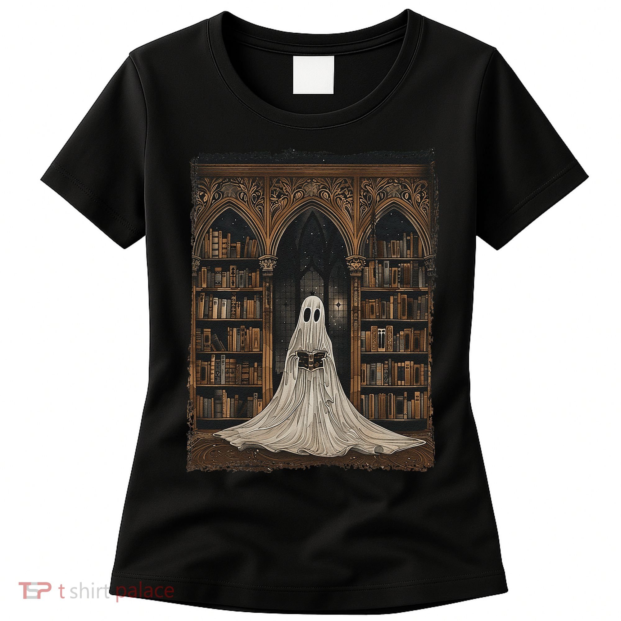 Reading Ghost Library Halloween Librarian Book Lovers Women's T-Shirt
