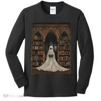 Reading Ghost Library Halloween Librarian Book Lovers Kids Long Sleeve Shirt thumb 0