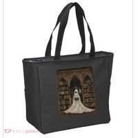 Reading Ghost Library Halloween Librarian Book Lovers Tote Bag thumb 2