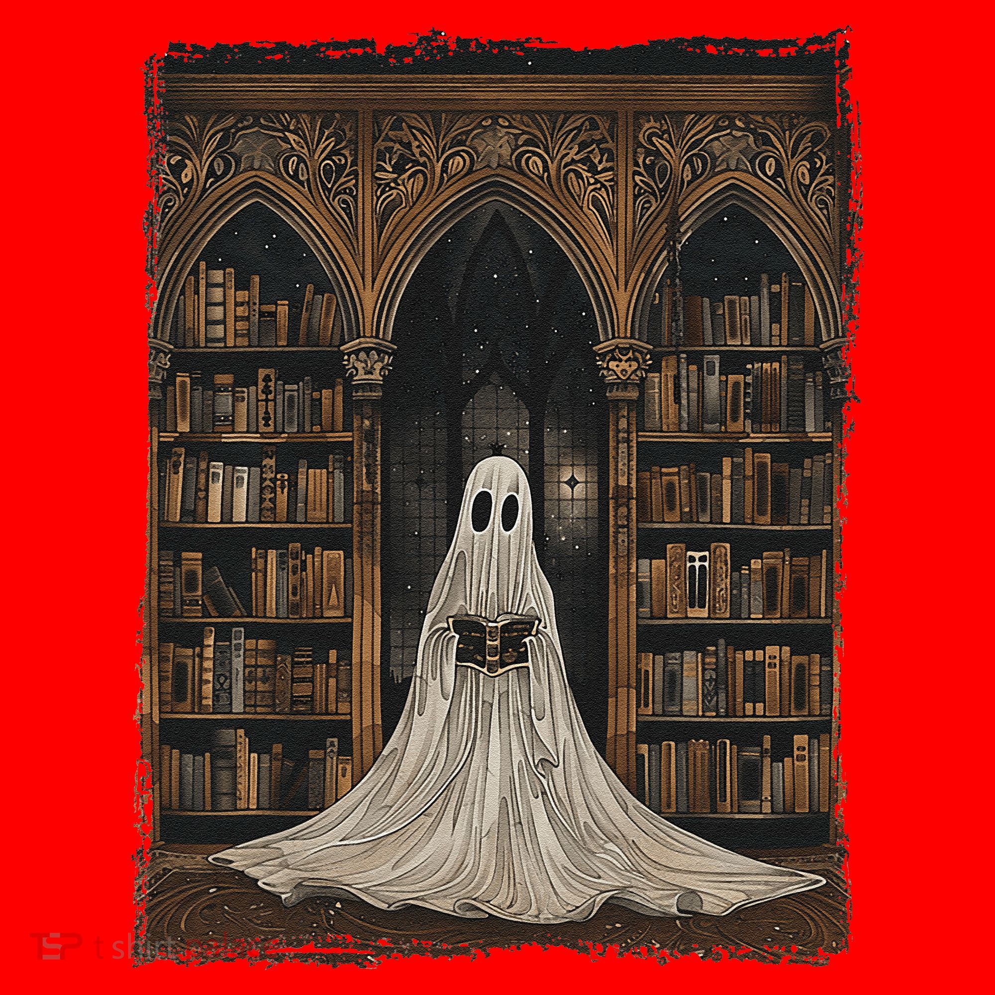 Reading Ghost Library Halloween Librarian Book Lovers Santa Hat
