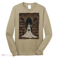 Reading Ghost Library Halloween Librarian Book Lovers Long Sleeve Shirt thumb 0