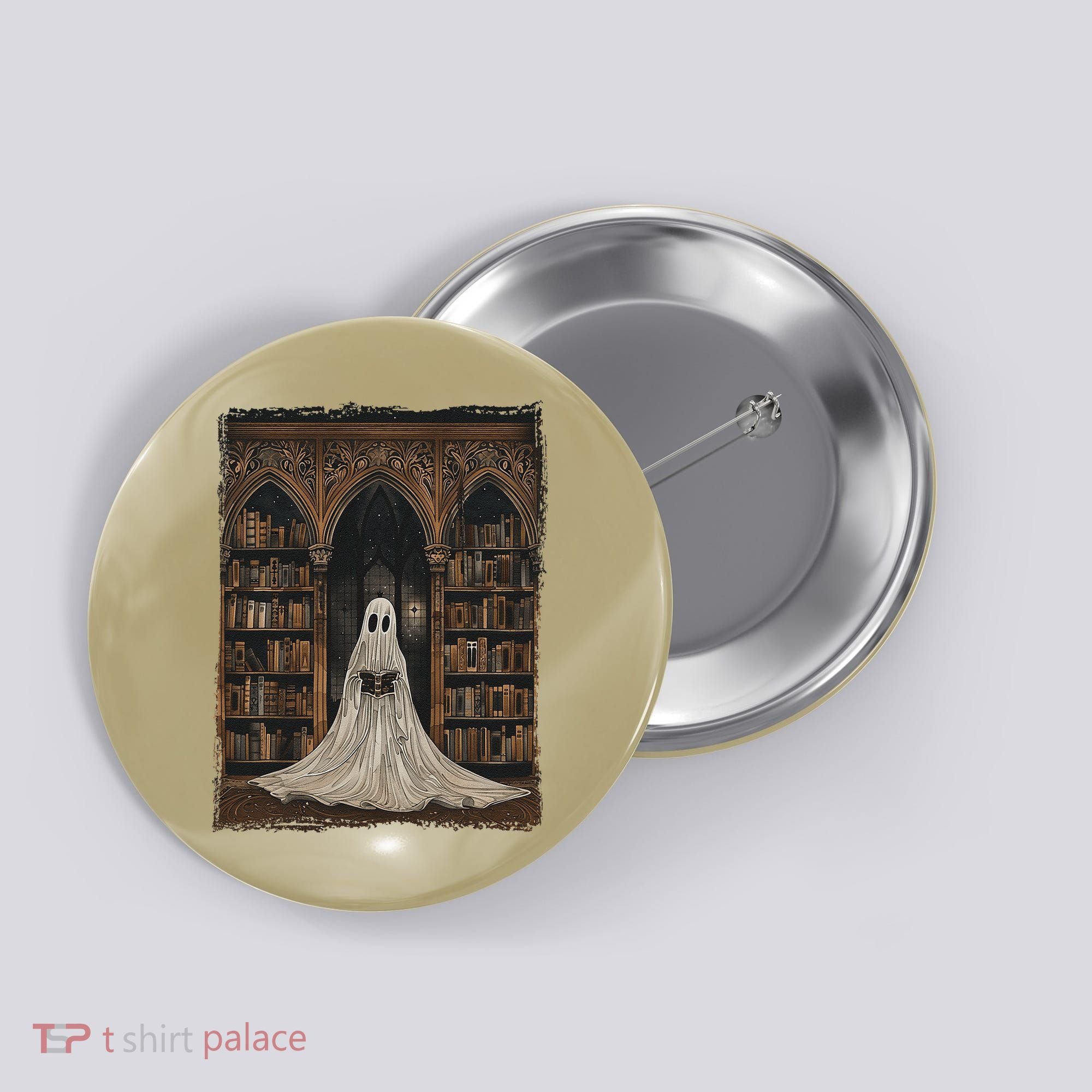 Reading Ghost Library Halloween Librarian Book Lovers Button