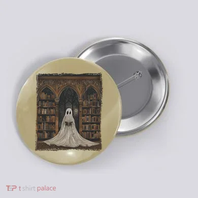 Reading Ghost Library Halloween Librarian Book Lovers Button