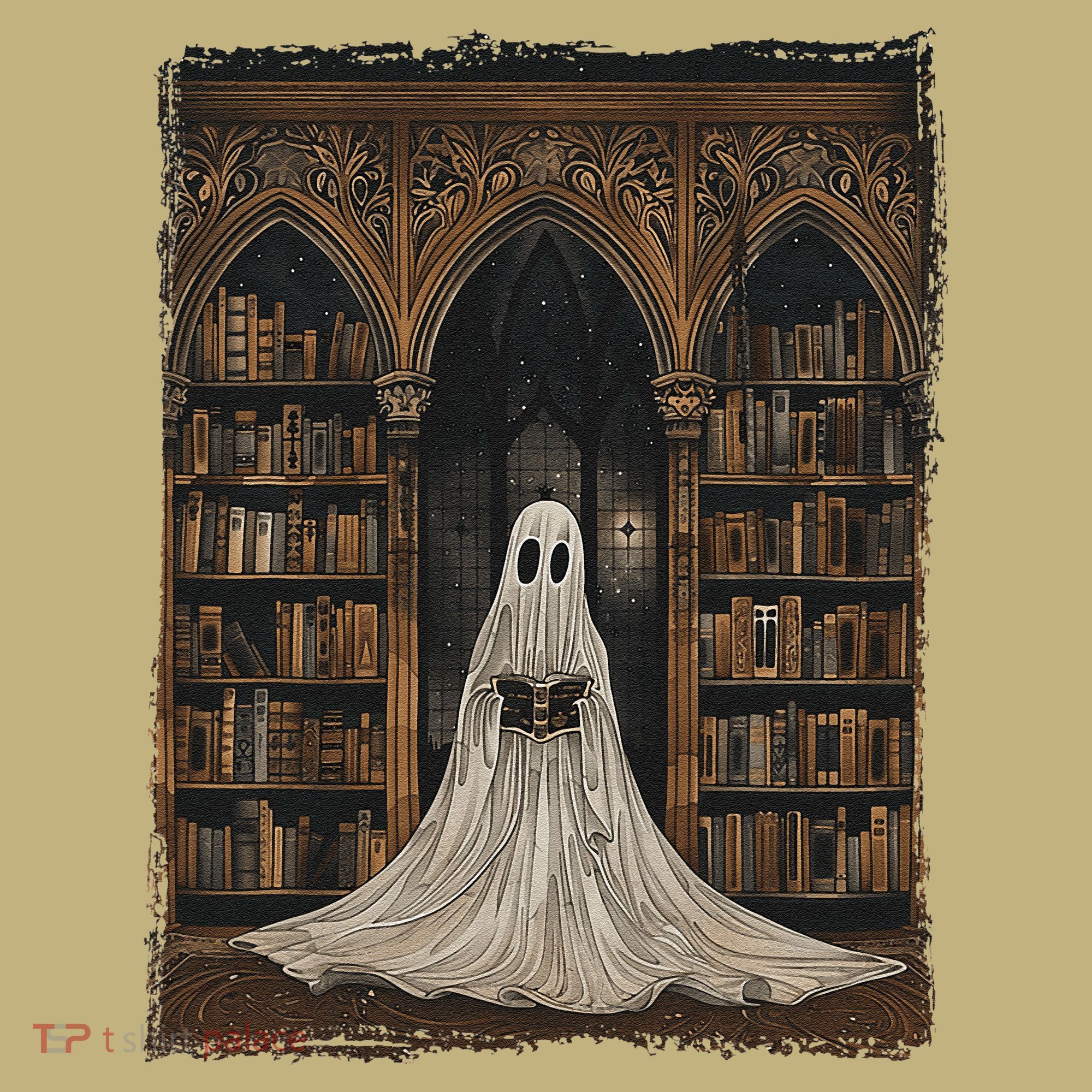 Reading Ghost Library Halloween Librarian Book Lovers Kids T-Shirt