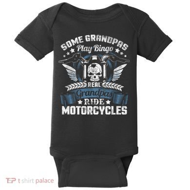 Real Grandpa Motorcycle Biker Gift Baby Bodysuit
