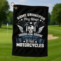 Real Grandpa Motorcycle Biker Gift Golf Towel thumb 1