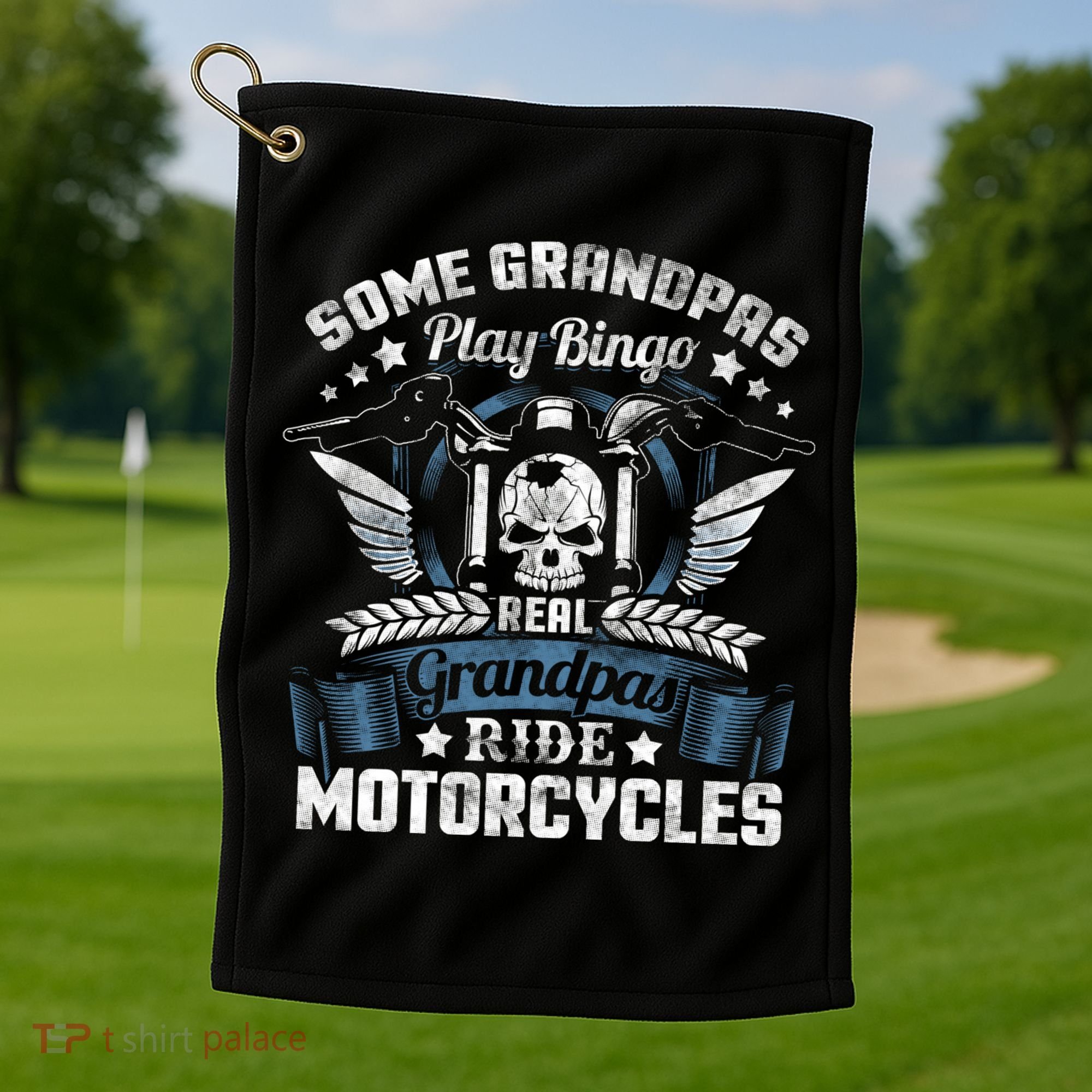 Real Grandpa Motorcycle Biker Gift Golf Towel