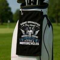 Real Grandpa Motorcycle Biker Gift Golf Towel thumb 2