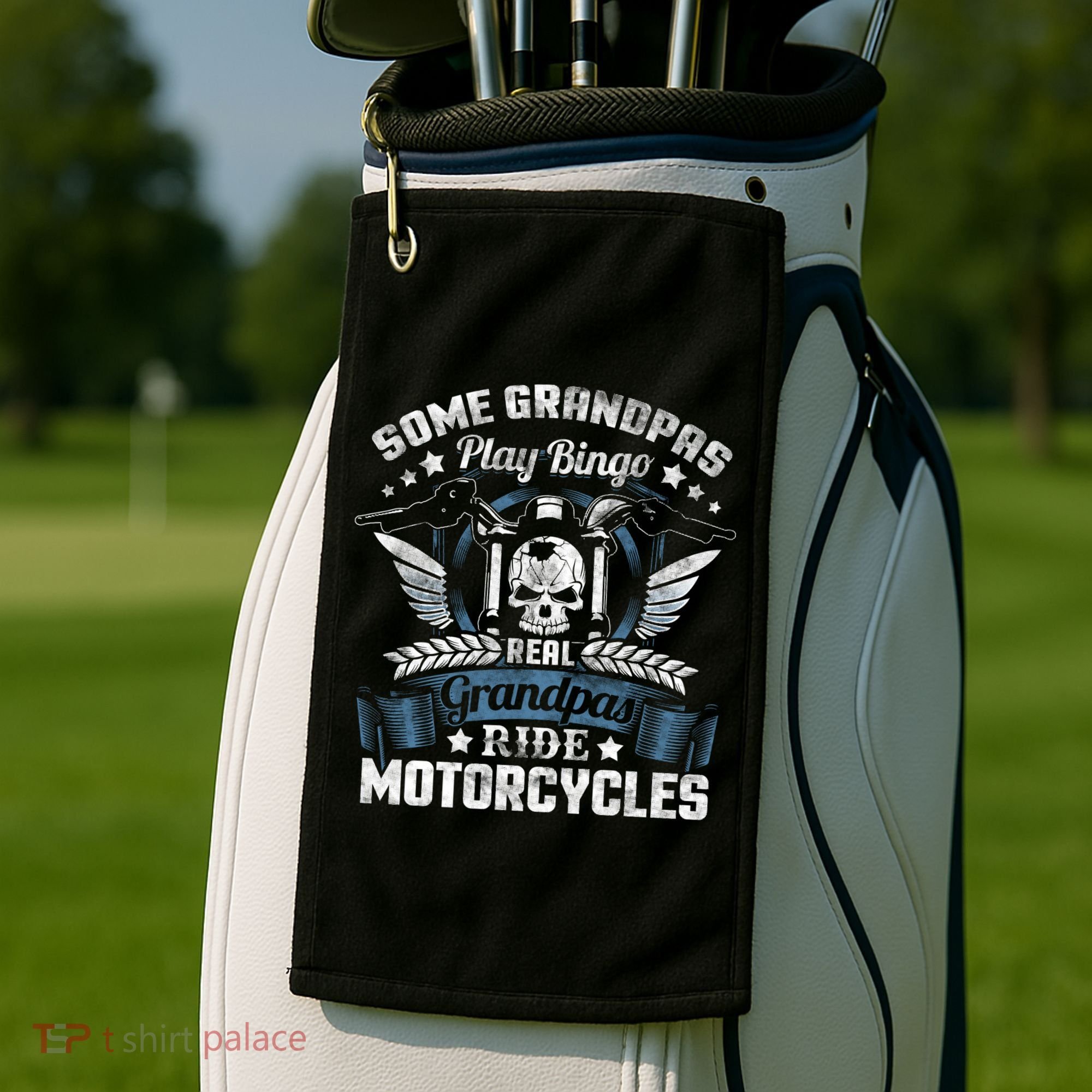 Real Grandpa Motorcycle Biker Gift Golf Towel