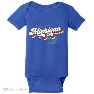 Retro Groovy Michigan Baby Bodysuit