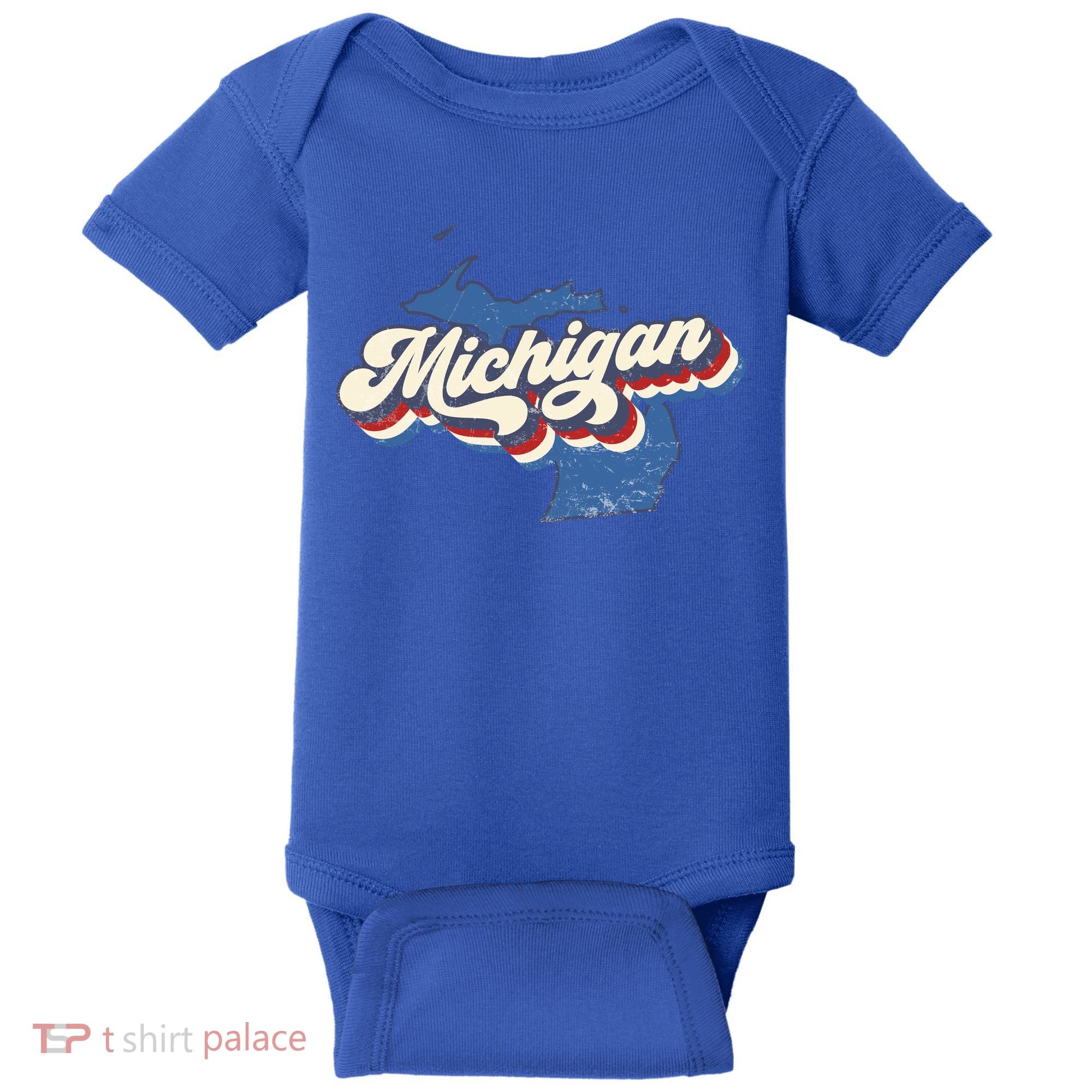 Retro Groovy Michigan Baby Bodysuit