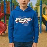 Retro Groovy Michigan Kids Hoodie thumb 2