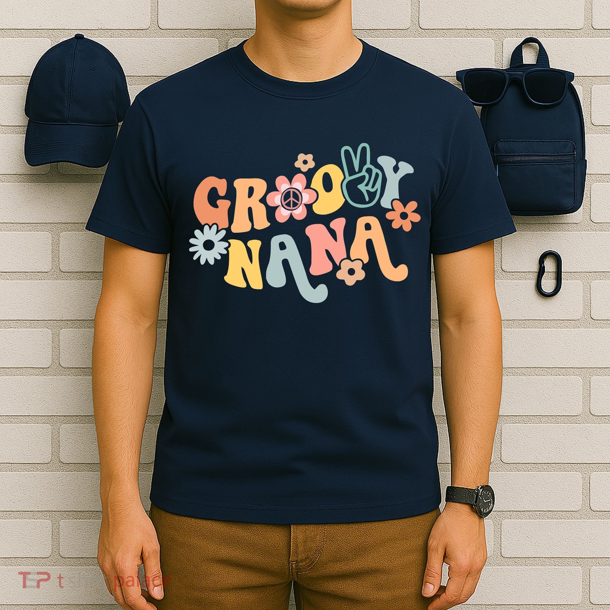 Retro Groovy Nana Matching Family 1st Birthday Party T-Shirt