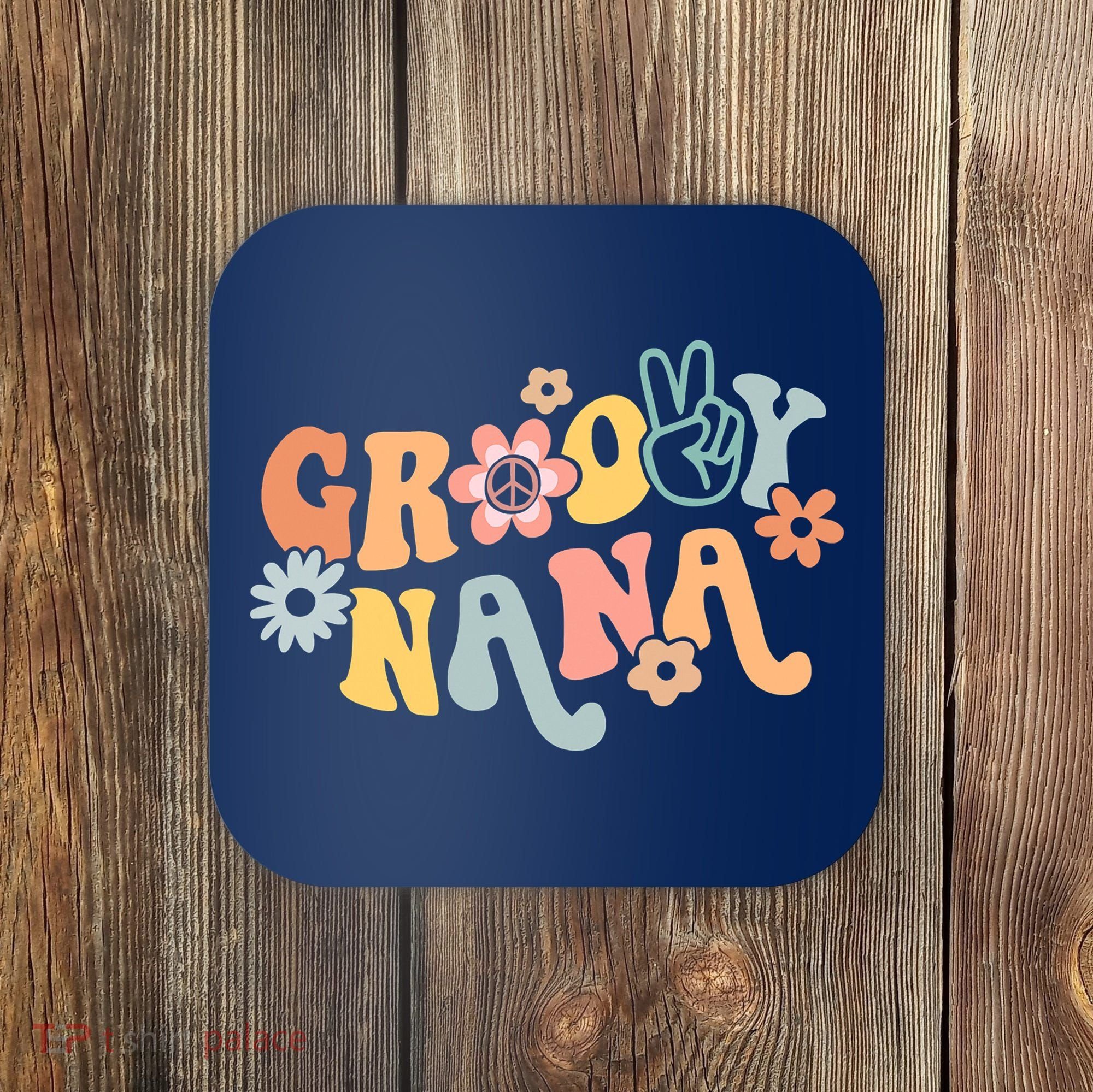 Retro Groovy Nana Matching Family 1st Birthday Party Coaster