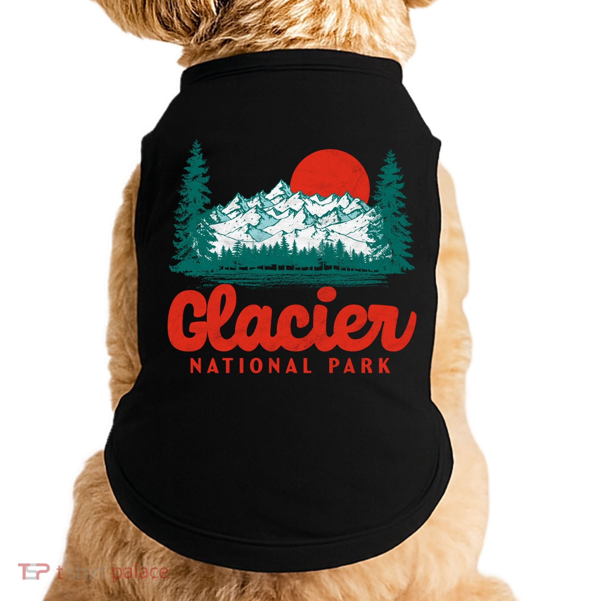 Retro Glacier National Park 80S Mountain Graphic Gift Doggie Tank