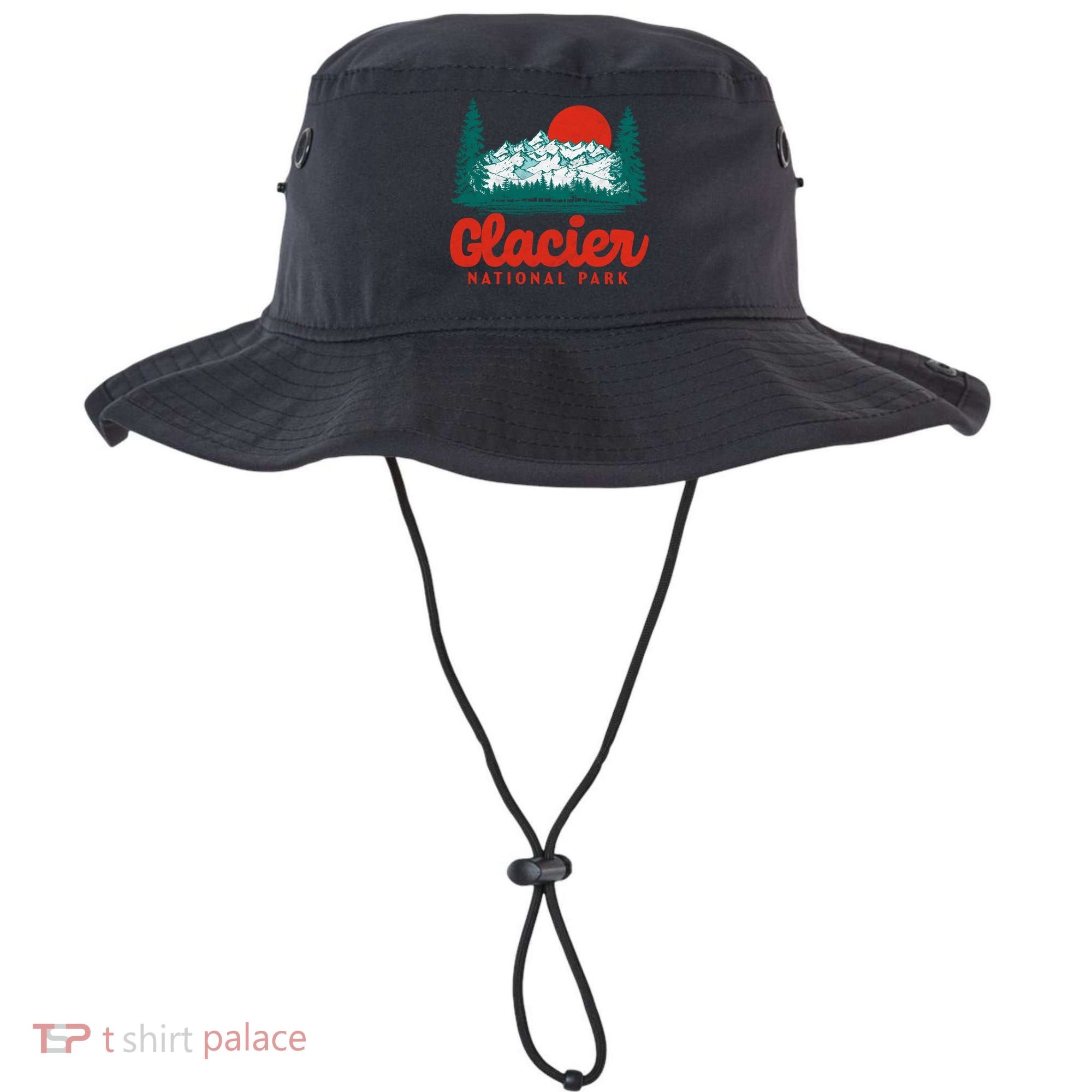Retro Glacier National Park 80S Mountain Graphic Gift Bucket Hat