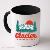 Retro Glacier National Park 80S Mountain Graphic Gift Coffee Mug thumb 0