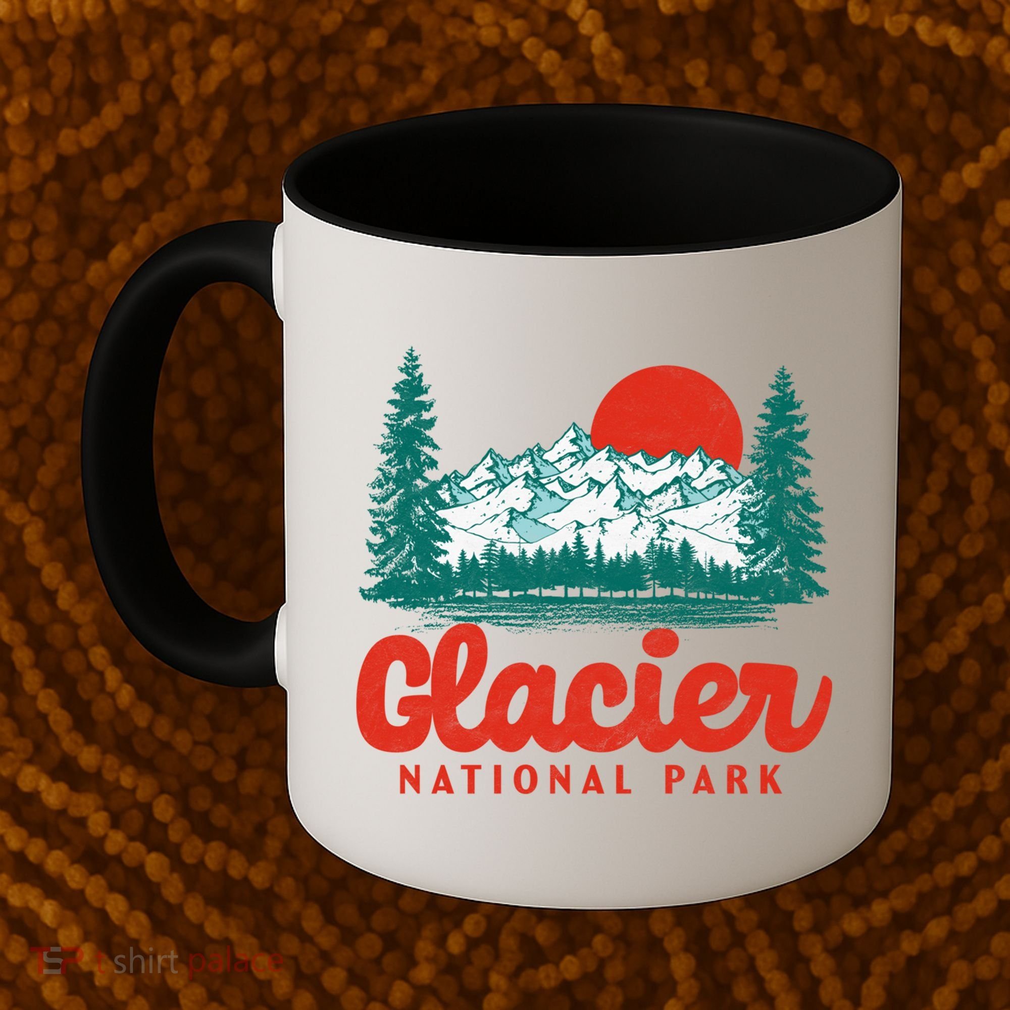 Retro Glacier National Park 80S Mountain Graphic Gift Coffee Mug