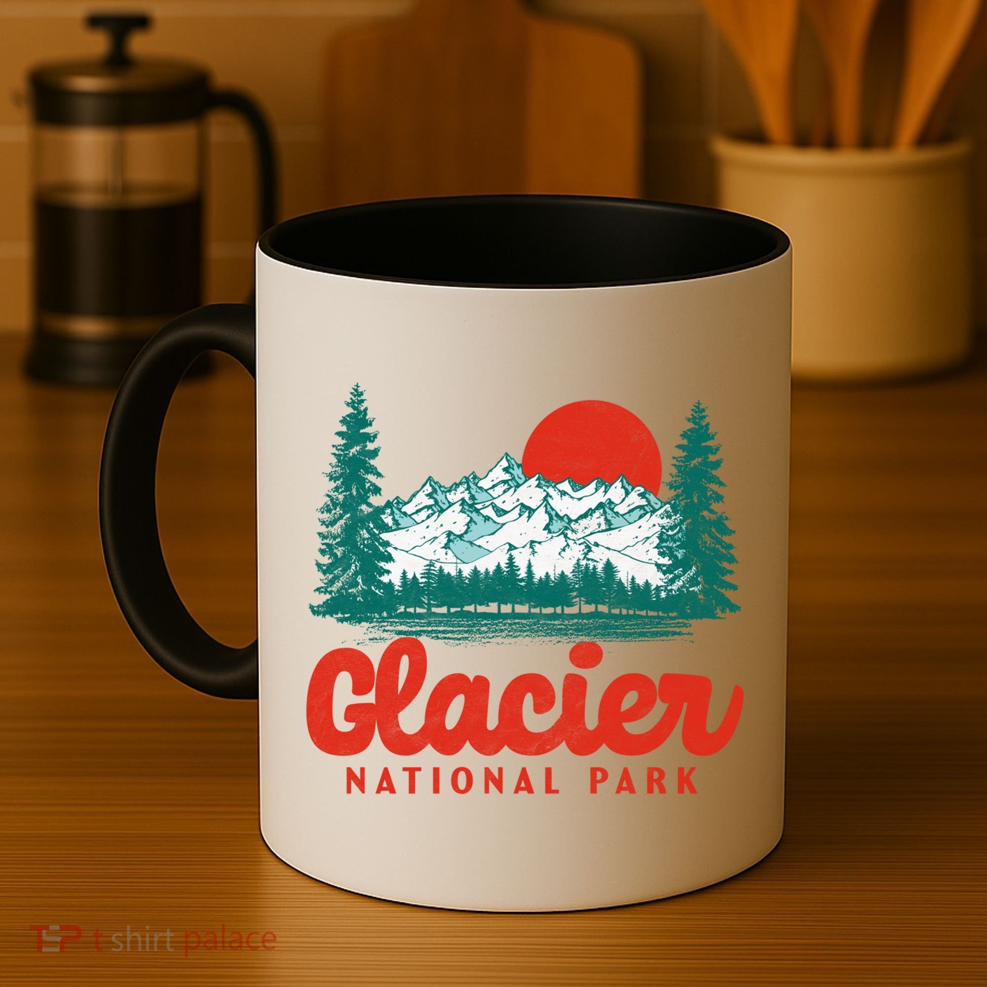 Retro Glacier National Park 80S Mountain Graphic Gift Coffee Mug