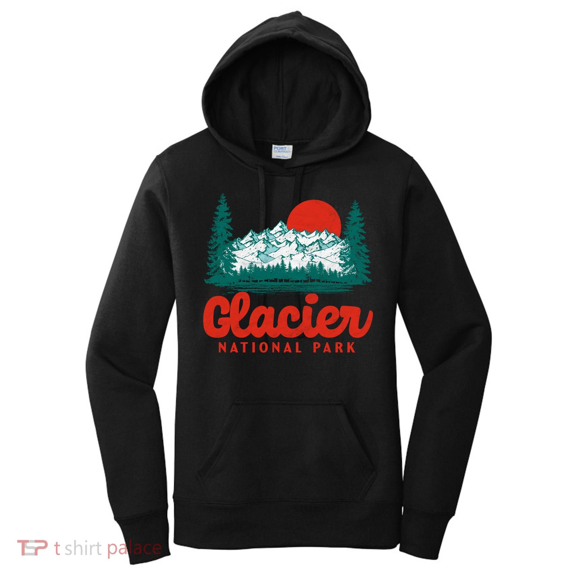 Retro Glacier National Park 80S Mountain Graphic Gift Women's Hoodie