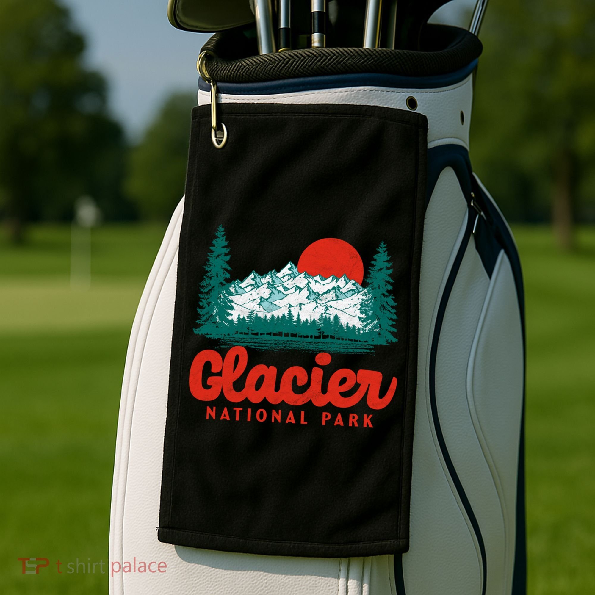 Retro Glacier National Park 80S Mountain Graphic Gift Golf Towel