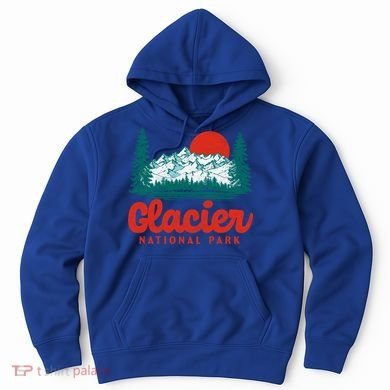 Retro Glacier National Park 80S Mountain Graphic Gift Hoodie
