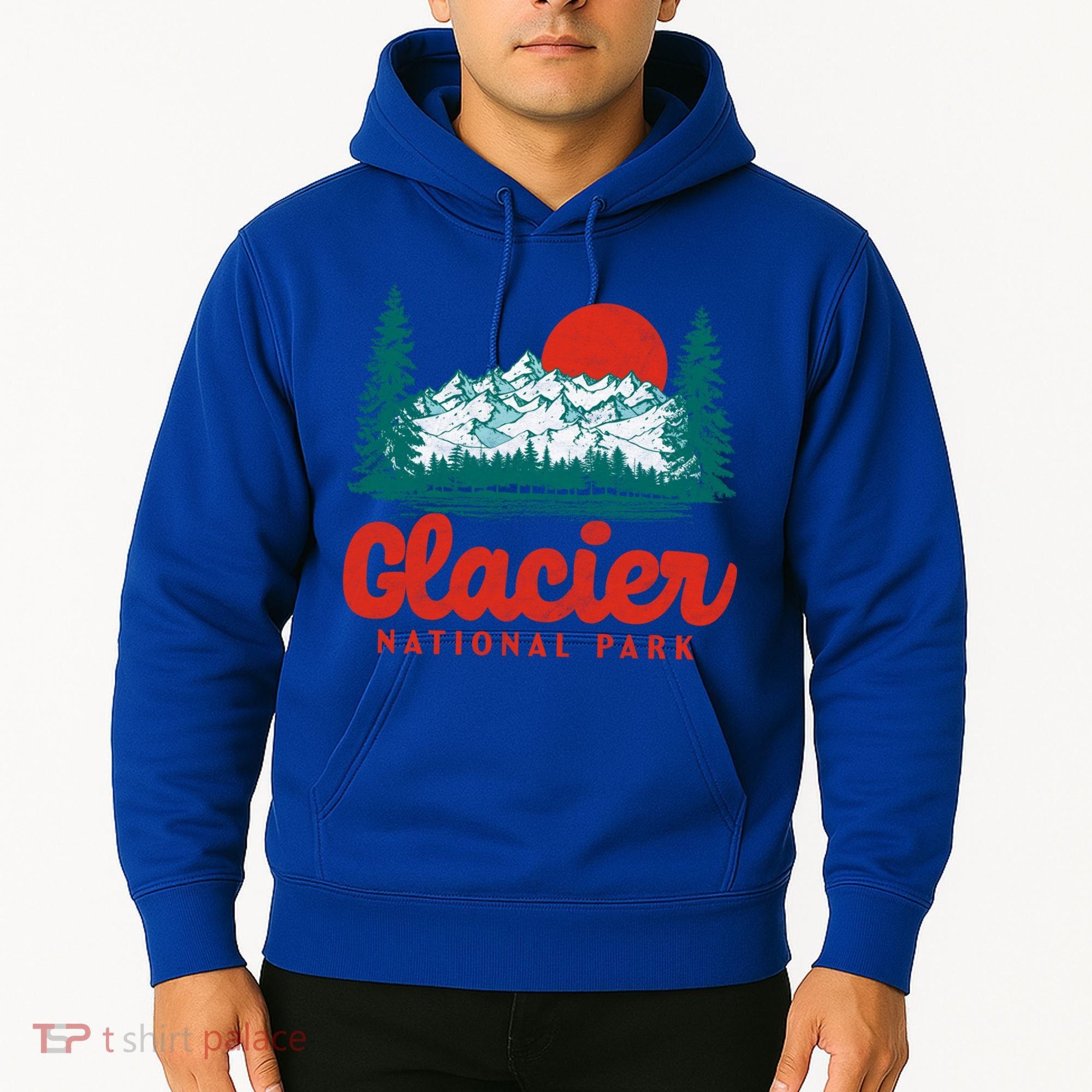 Retro Glacier National Park 80S Mountain Graphic Gift Hoodie
