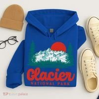 Retro Glacier National Park 80S Mountain Graphic Gift Hoodie thumb 4