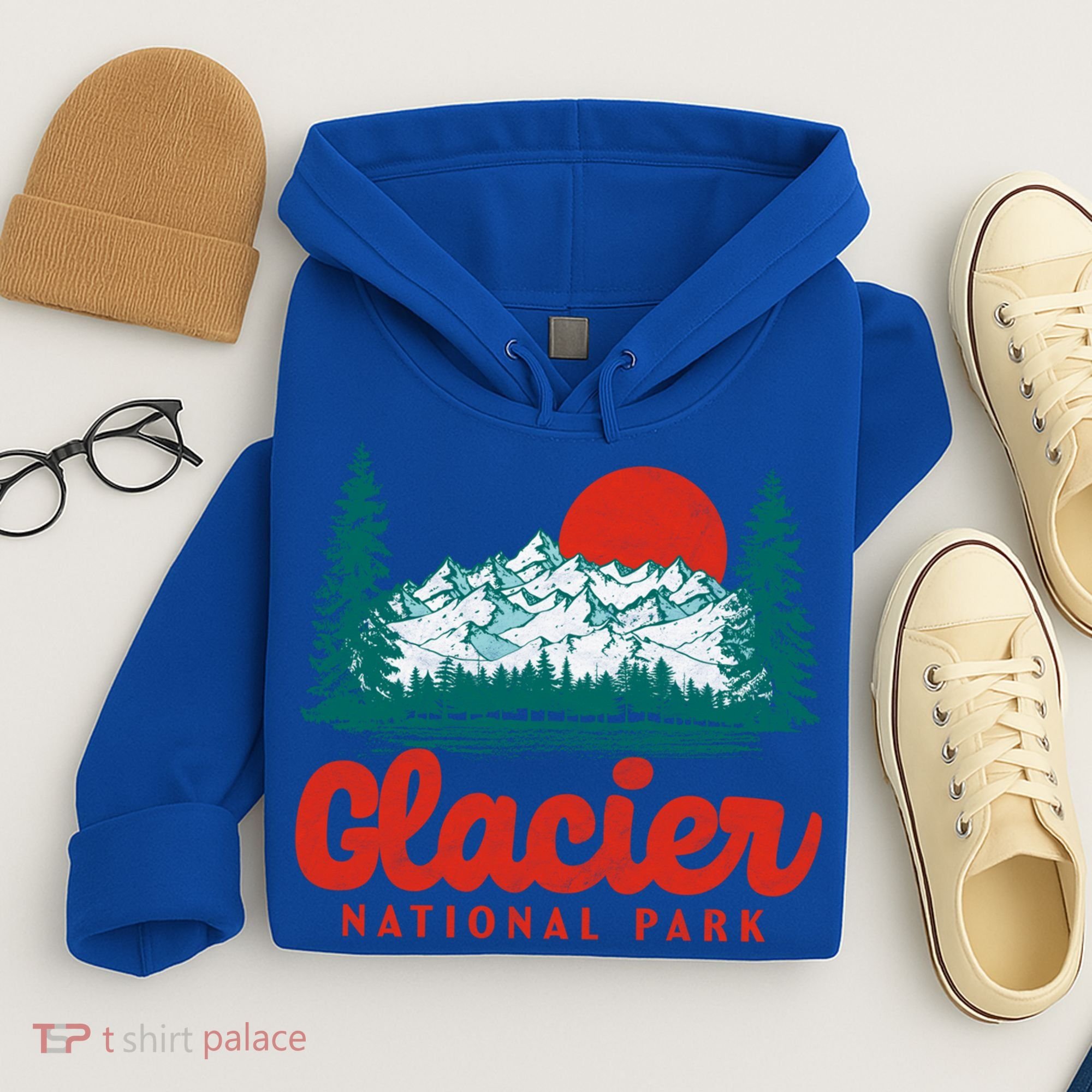 Retro Glacier National Park 80S Mountain Graphic Gift Hoodie