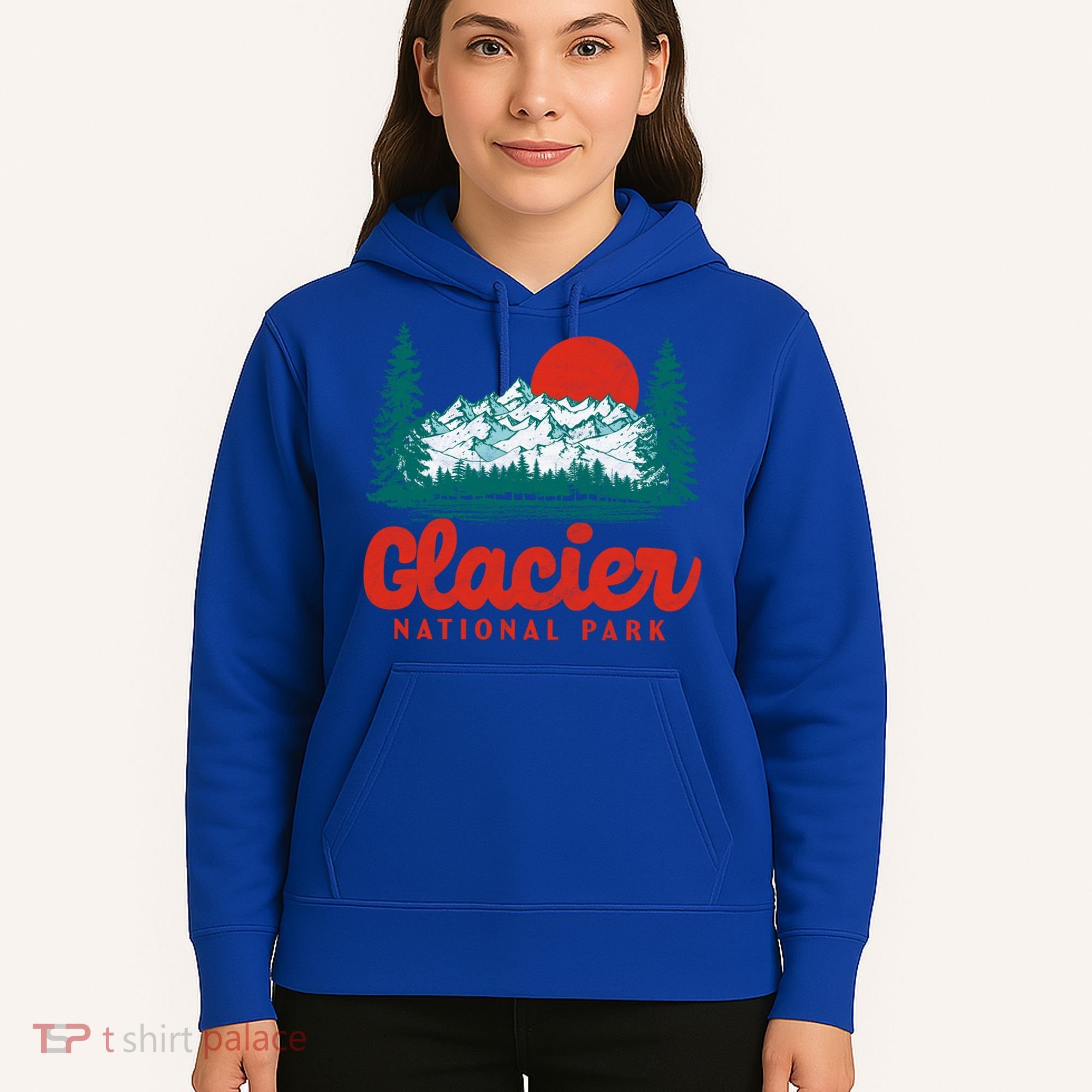 Retro Glacier National Park 80S Mountain Graphic Gift Hoodie