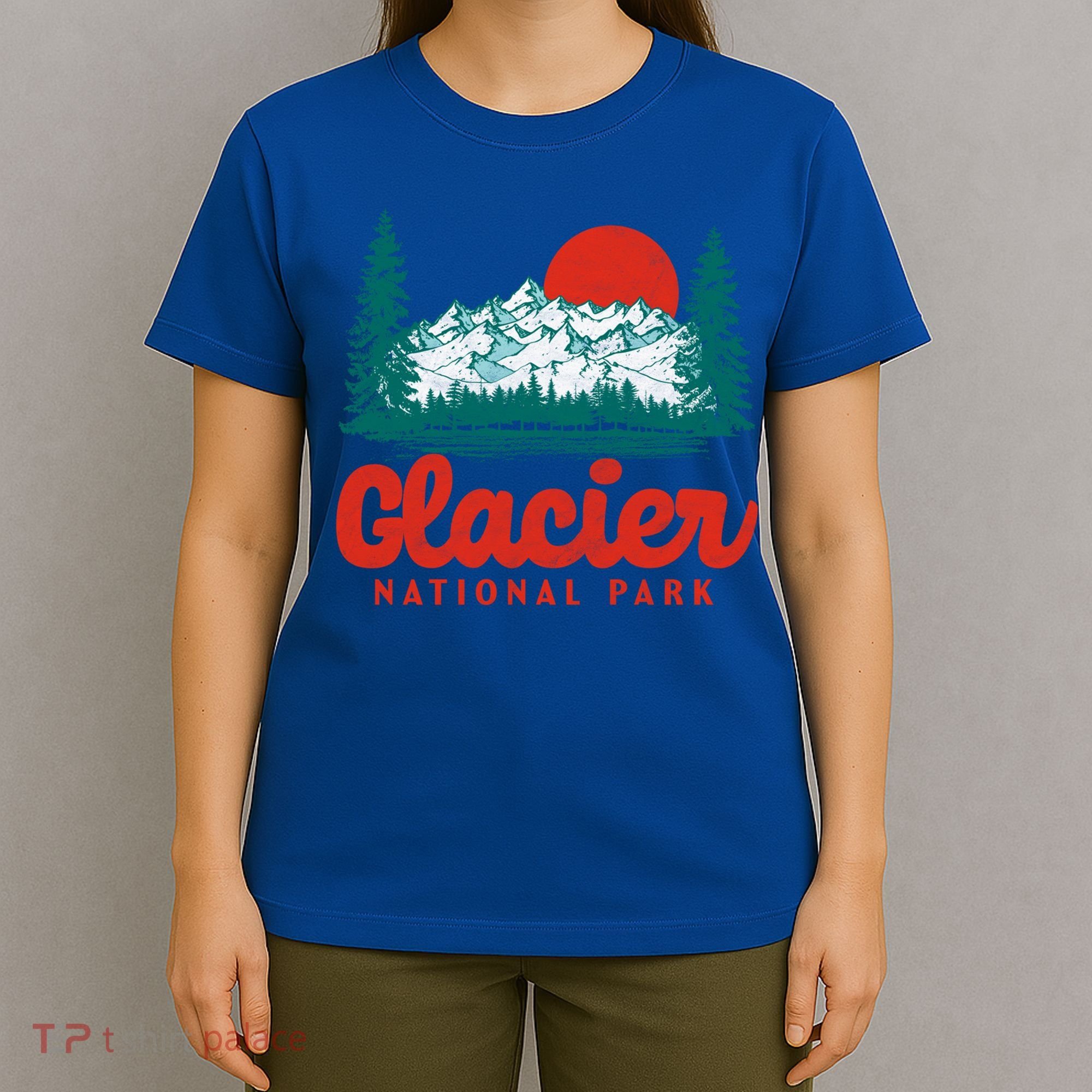Retro Glacier National Park 80S Mountain Graphic Gift T-Shirt