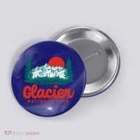 Retro Glacier National Park 80S Mountain Graphic Gift Button thumb 0
