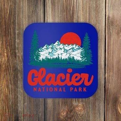 Retro Glacier National Park 80S Mountain Graphic Gift Coaster