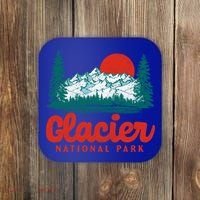 Retro Glacier National Park 80S Mountain Graphic Gift Coaster thumb 0