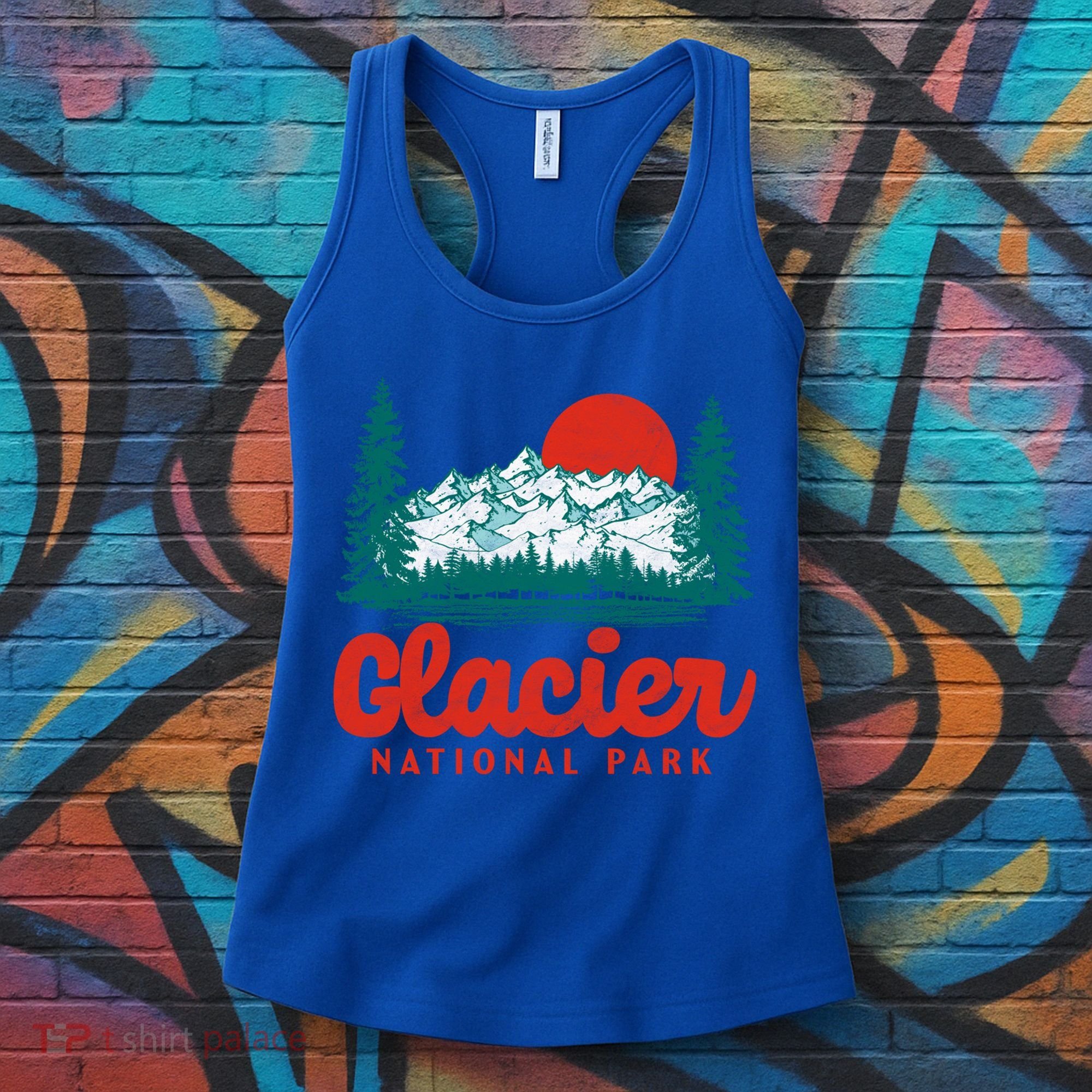 Retro Glacier National Park 80S Mountain Graphic Gift Women's Tank Top