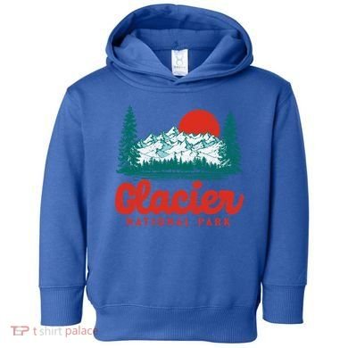 Retro Glacier National Park 80S Mountain Graphic Gift Toddler Hoodie