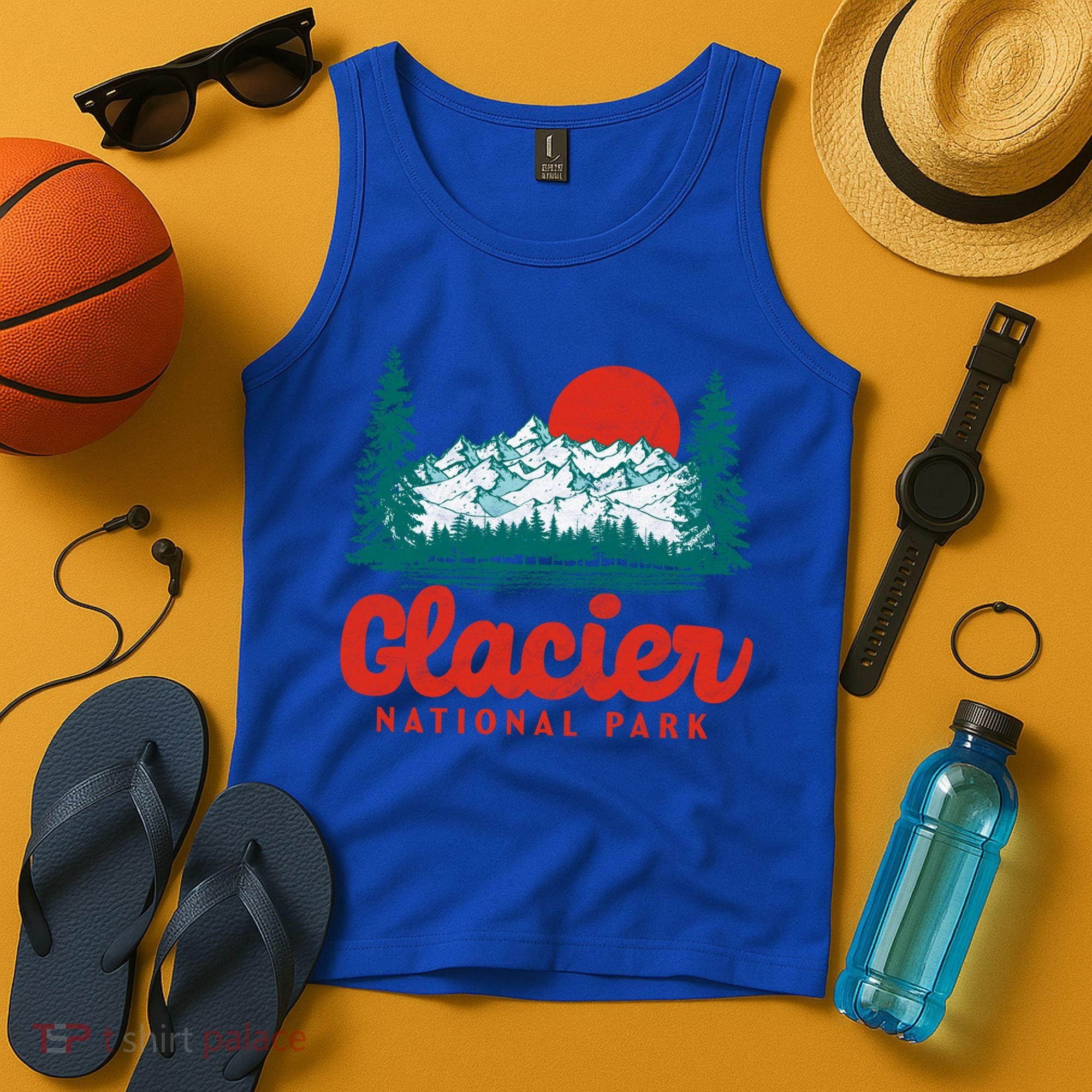 Retro Glacier National Park 80S Mountain Graphic Gift Tank Top