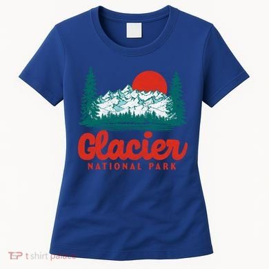 Retro Glacier National Park 80S Mountain Graphic Gift Women's T-Shirt