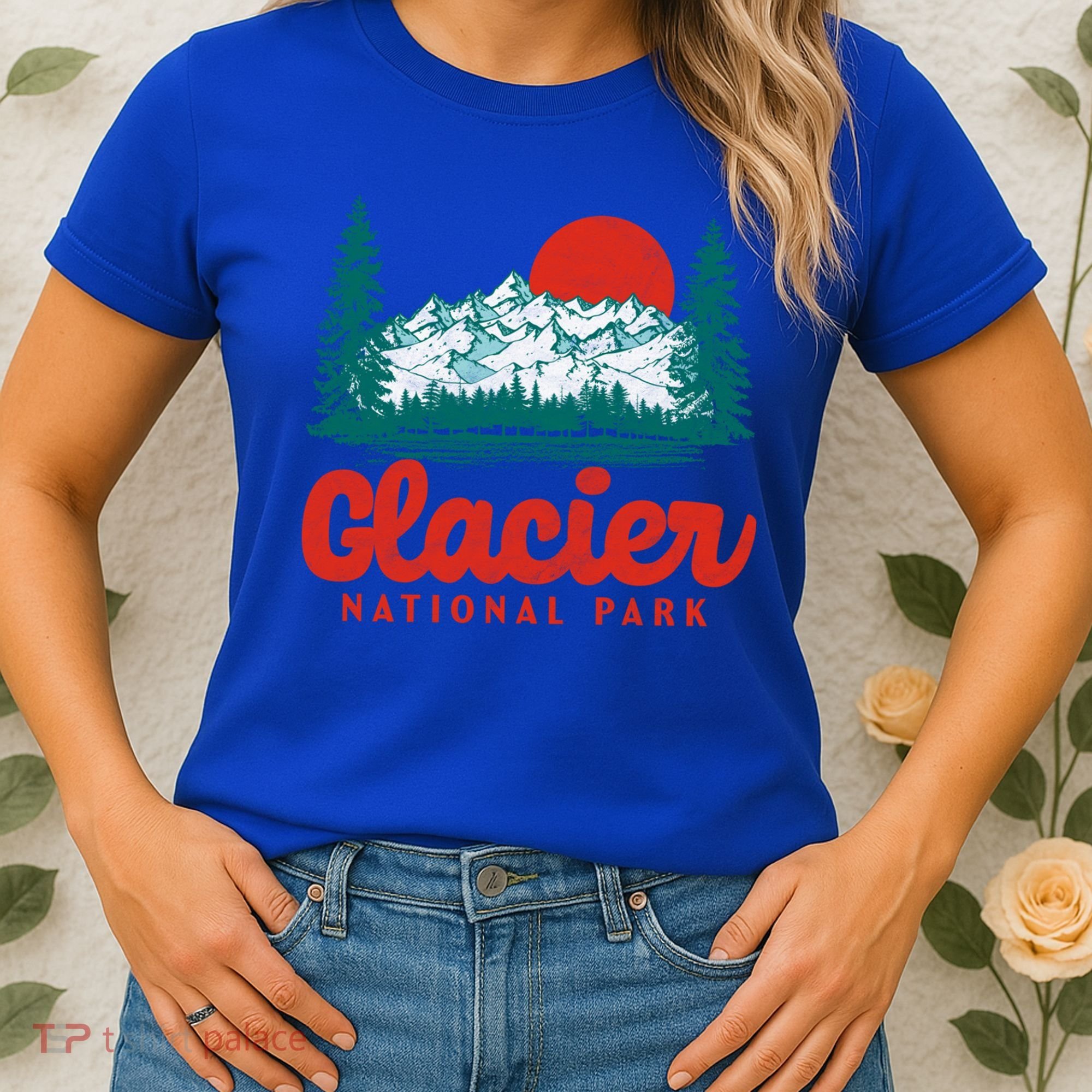 Retro Glacier National Park 80S Mountain Graphic Gift Women's T-Shirt