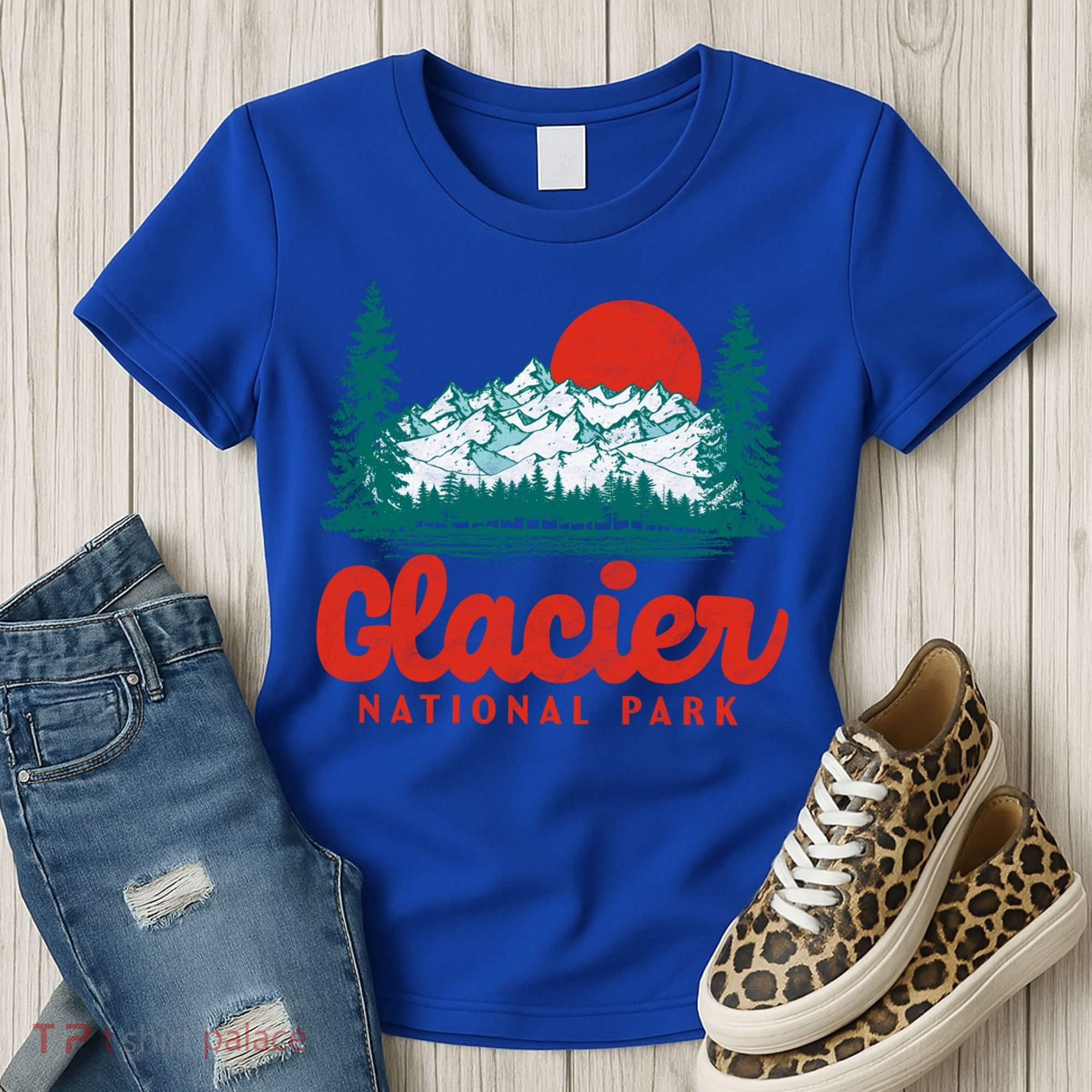 Retro Glacier National Park 80S Mountain Graphic Gift Women's T-Shirt