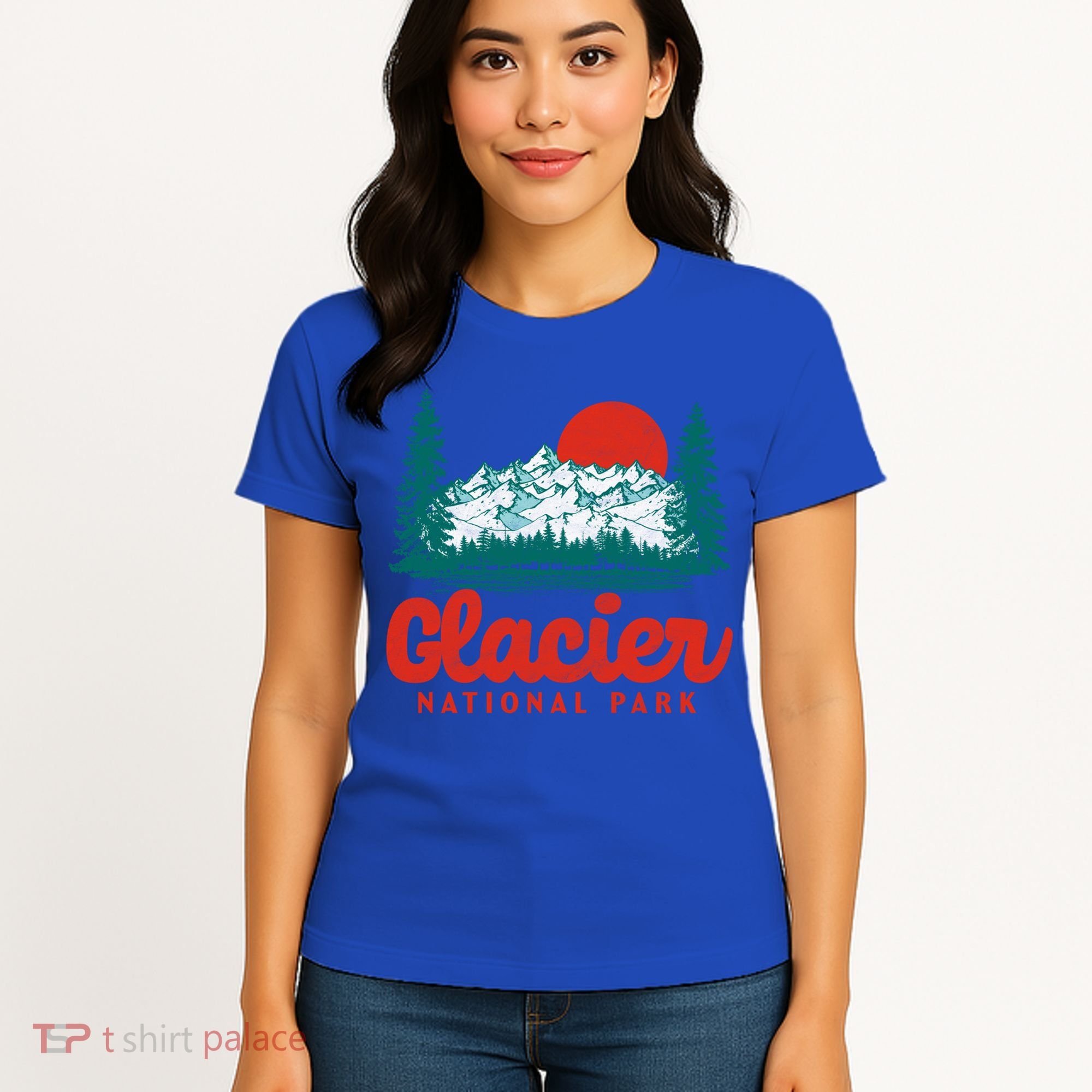 Retro Glacier National Park 80S Mountain Graphic Gift Women's T-Shirt