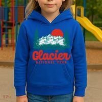 Retro Glacier National Park 80S Mountain Graphic Gift Kids Hoodie thumb 3