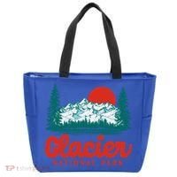 Retro Glacier National Park 80S Mountain Graphic Gift Tote Bag thumb 0